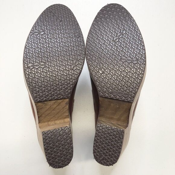 Free People Chance Platform Wooden Clogs Brown Size 38 Genuine Leather - Picture 8 of 9